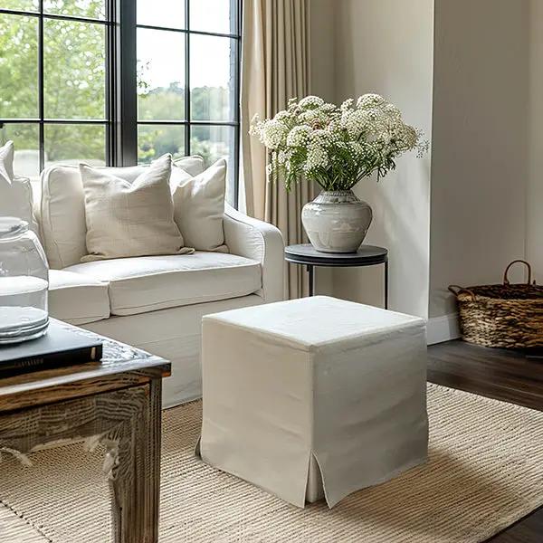Deluxe Slipcover Upholstered Ottoman by Decor Steals