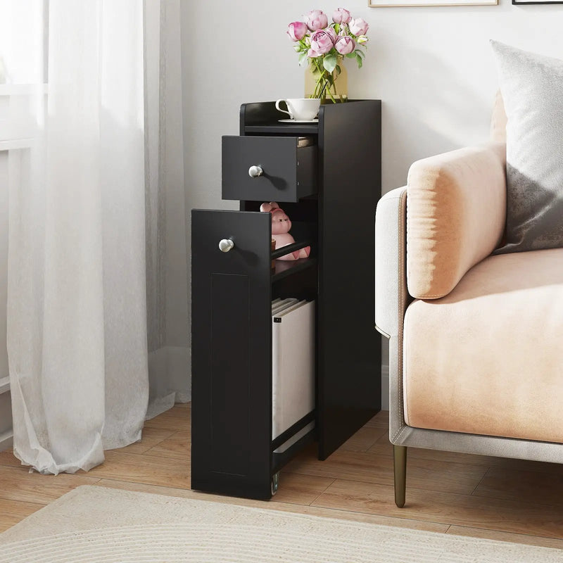 Small Bathroom Storage Cabinet 4-Tier with Slide Out Drawers on Casters by DirectDeals