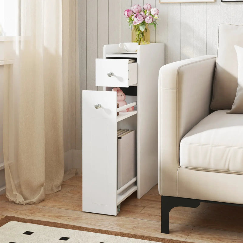 Small Bathroom Storage Cabinet 4-Tier with Slide Out Drawers on Casters by DirectDeals
