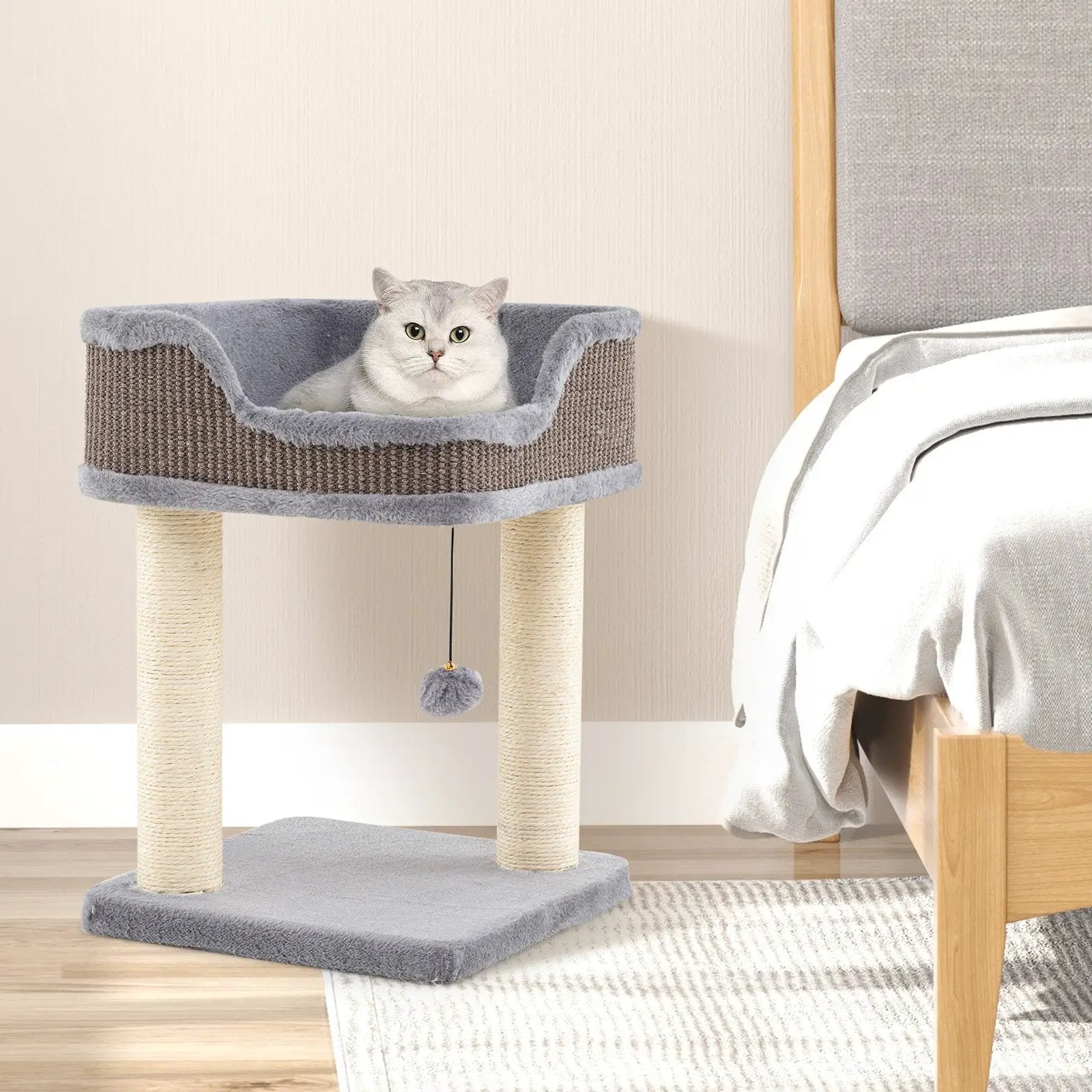 Small Cat Tree for Indoor Cats Kitty Tower with Comfy Plush Perch Sisal Scratching Posts-Gray by DirectDeals