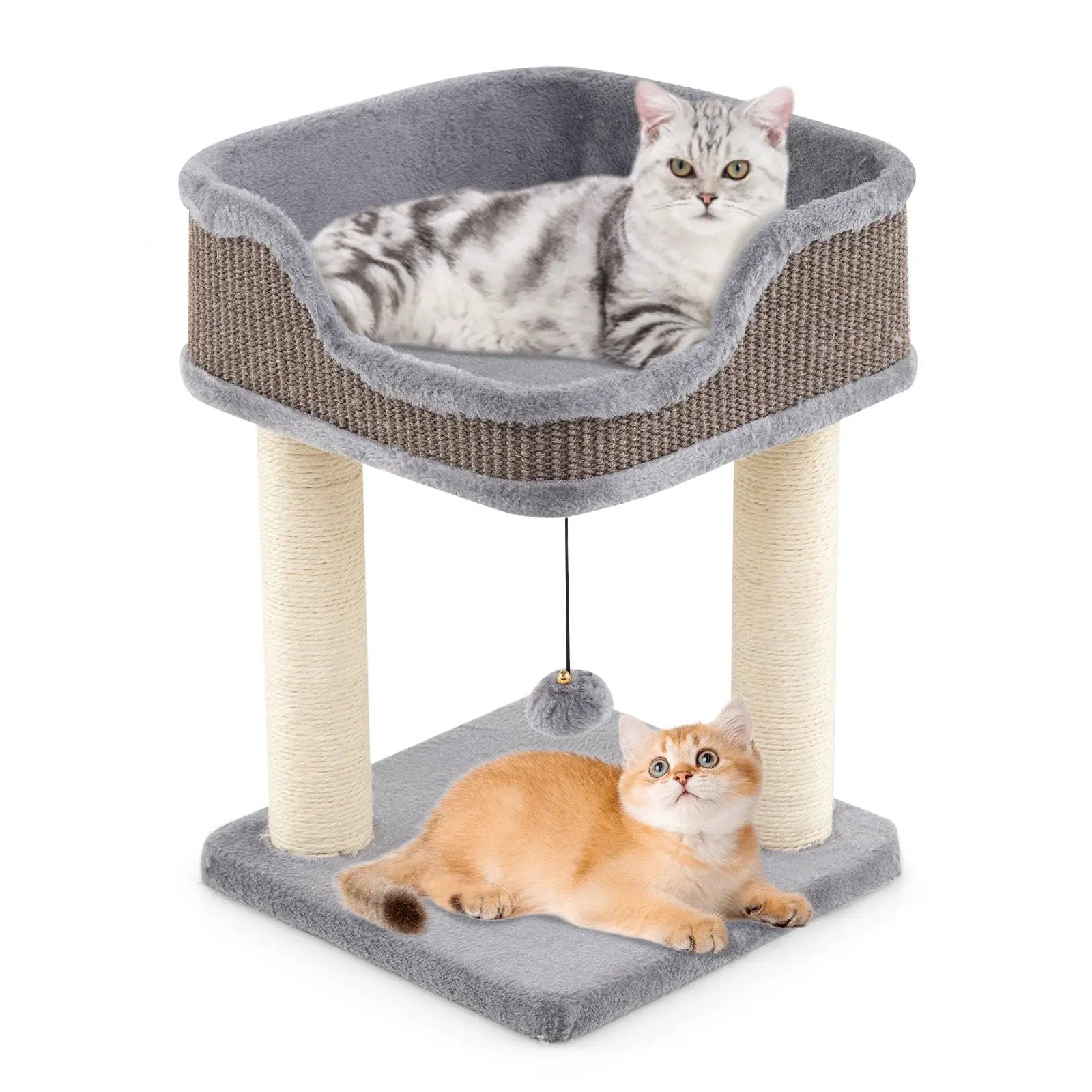 Small Cat Tree for Indoor Cats Kitty Tower with Comfy Plush Perch Sisal Scratching Posts-Gray by DirectDeals