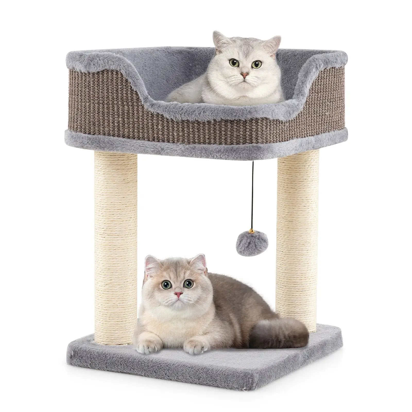Small Cat Tree for Indoor Cats Kitty Tower with Comfy Plush Perch Sisal Scratching Posts-Gray by DirectDeals