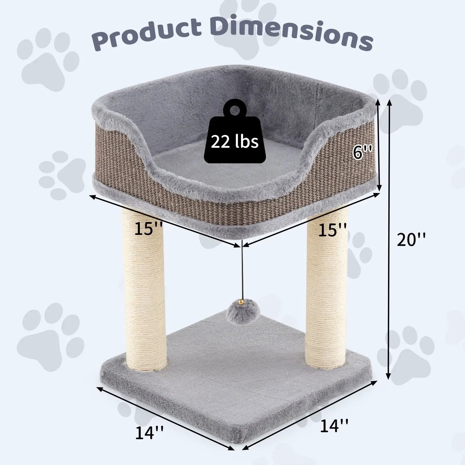 Small Cat Tree for Indoor Cats Kitty Tower with Comfy Plush Perch Sisal Scratching Posts-Gray by DirectDeals