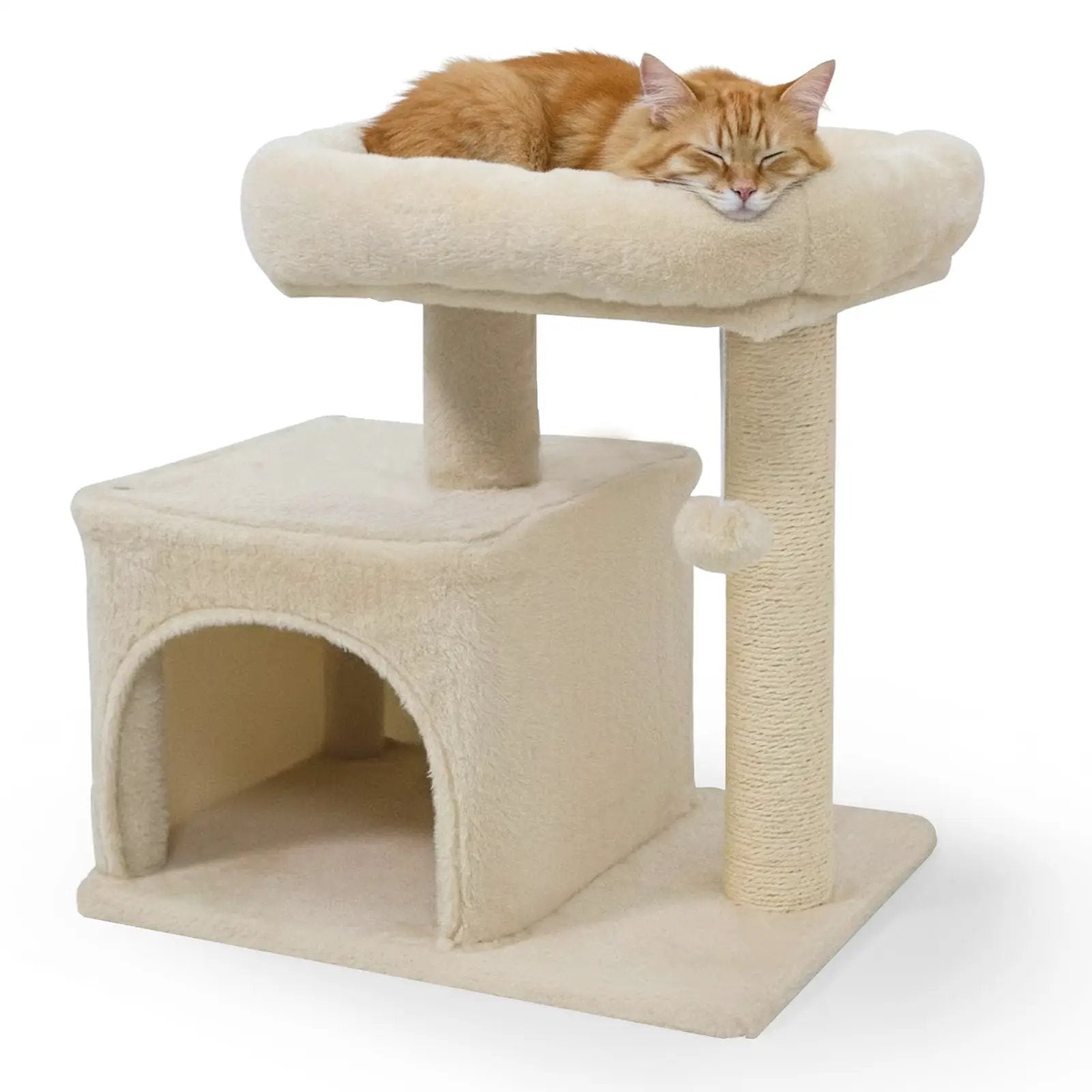 Small Cat Tree with Large Padded Plush Perch for Indoor Cats by DirectDeals