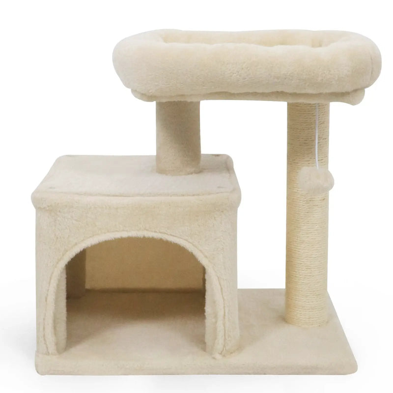 Small Cat Tree with Large Padded Plush Perch for Indoor Cats by DirectDeals