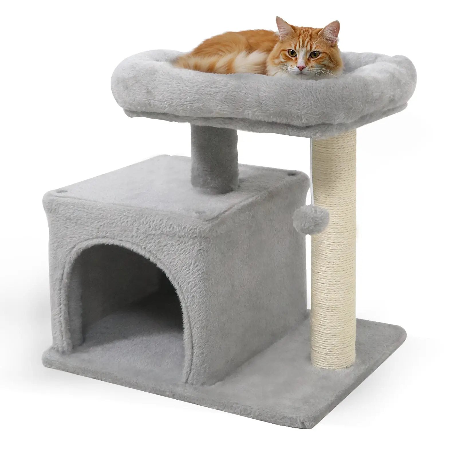 Small Cat Tree with Large Padded Plush Perch for Indoor Cats by DirectDeals