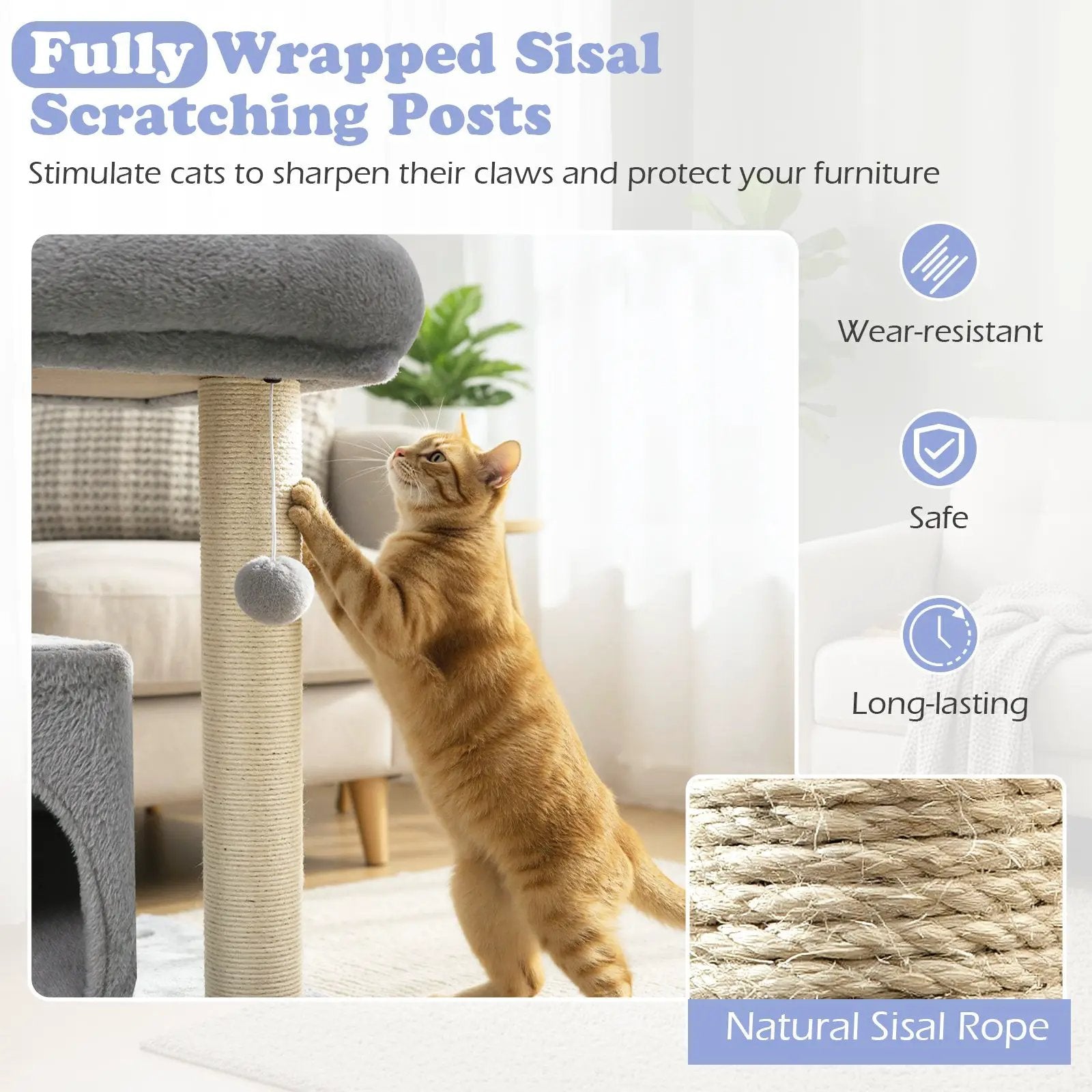 Small Cat Tree with Large Padded Plush Perch for Indoor Cats by DirectDeals