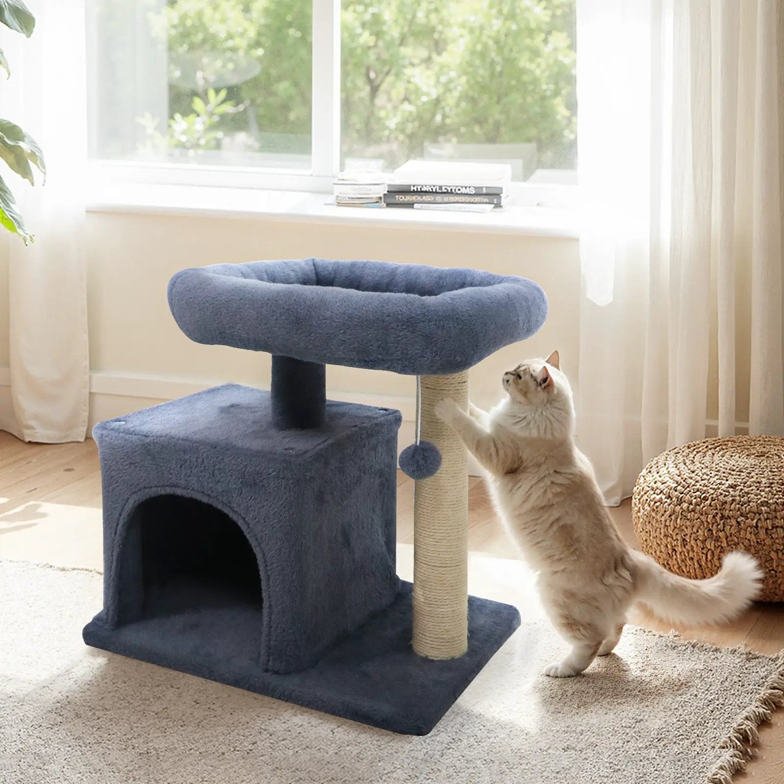 Small Cat Tree with Large Padded Plush Perch for Indoor Cats by DirectDeals