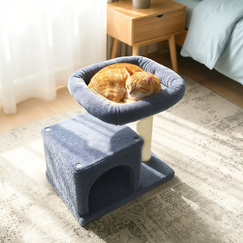 Small Cat Tree with Large Padded Plush Perch for Indoor Cats by DirectDeals