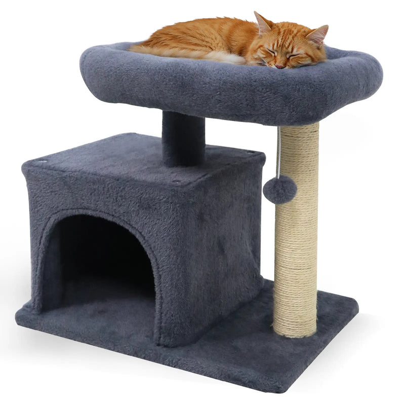 Small Cat Tree with Large Padded Plush Perch for Indoor Cats by DirectDeals