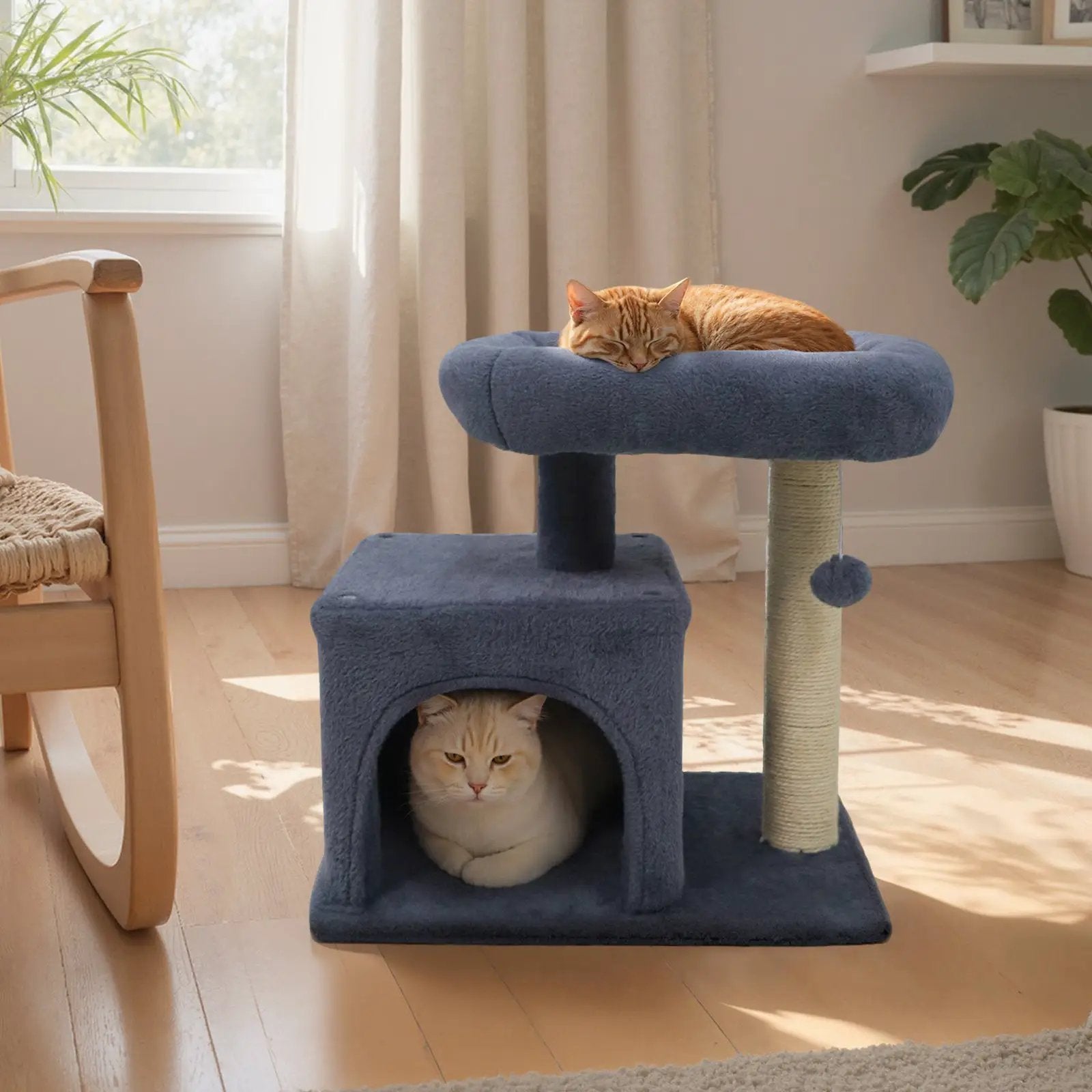 Small Cat Tree with Large Padded Plush Perch for Indoor Cats by DirectDeals