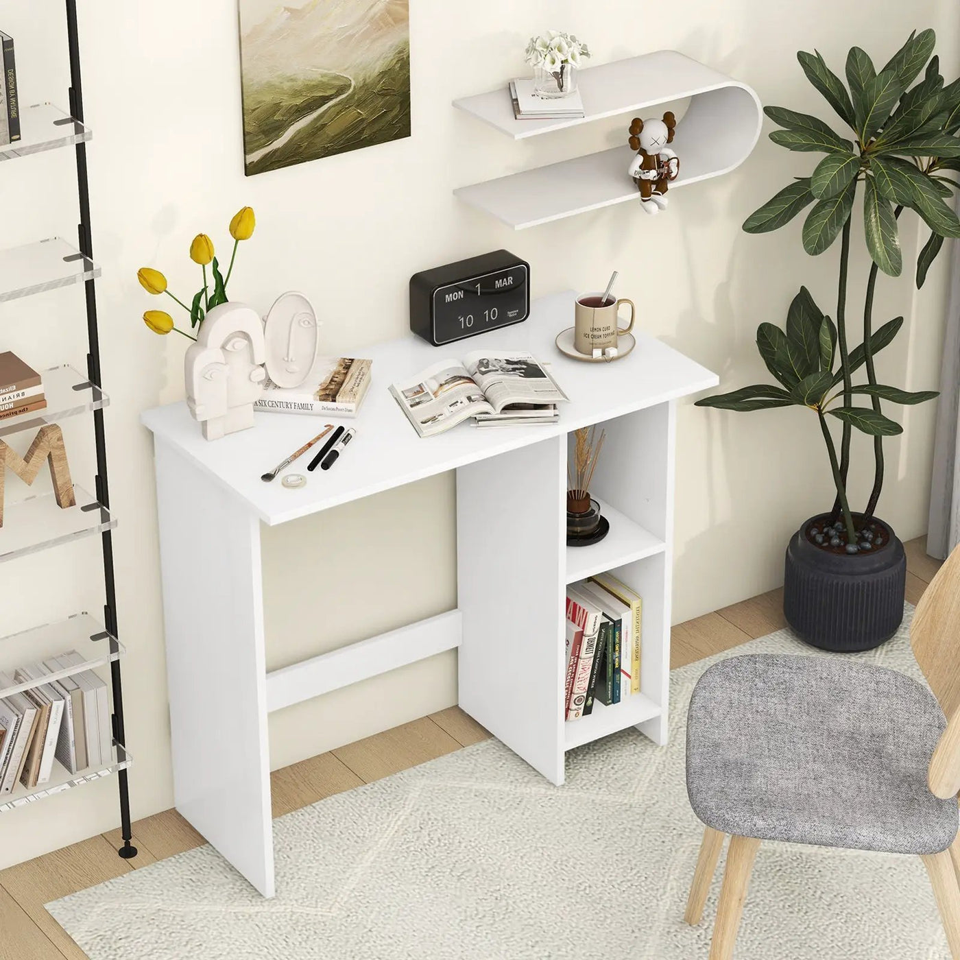 Small Computer Desk with Storage and Adjustable Shelf by DirectDeals
