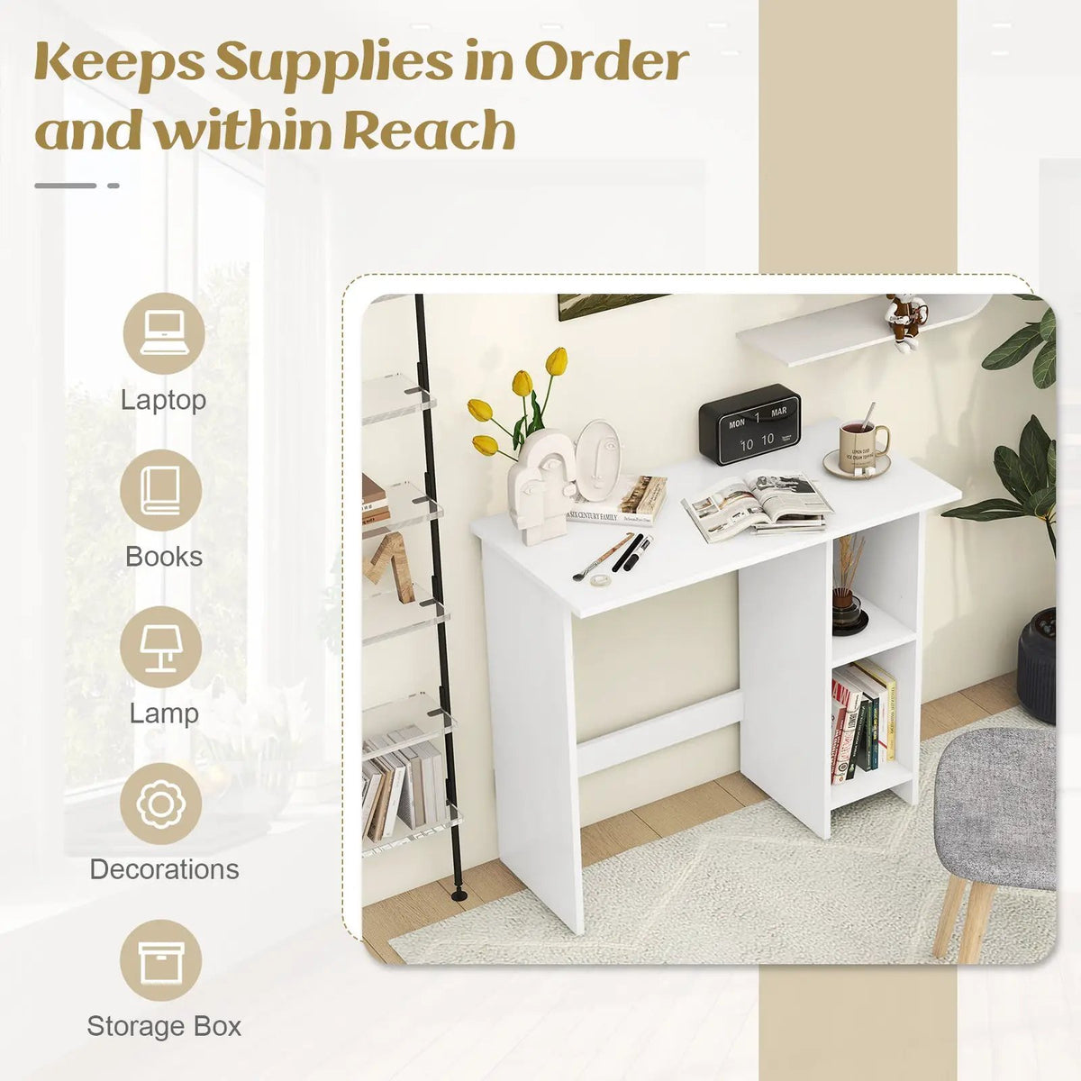Small Computer Desk with Storage and Adjustable Shelf by DirectDeals