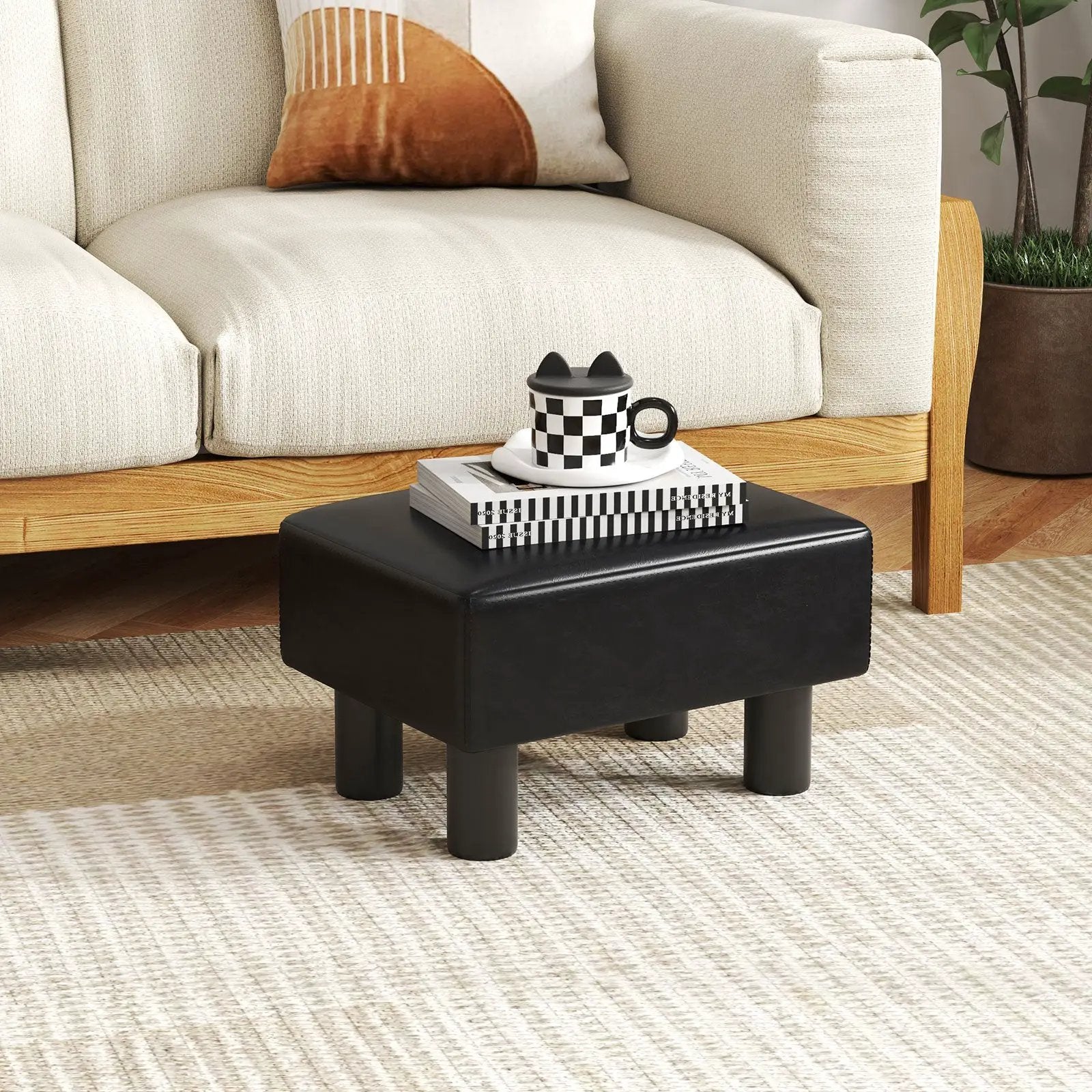 Small PU Leather Rectangular Seat Ottoman Footstool by DirectDeals