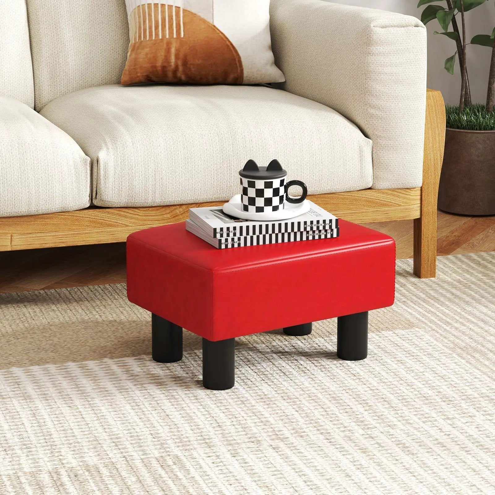 Small PU Leather Rectangular Seat Ottoman Footstool by DirectDeals