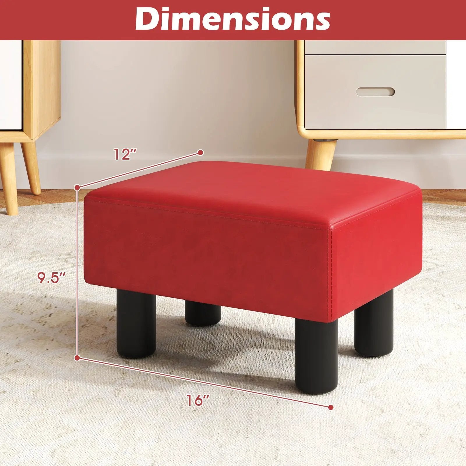 Small PU Leather Rectangular Seat Ottoman Footstool by DirectDeals