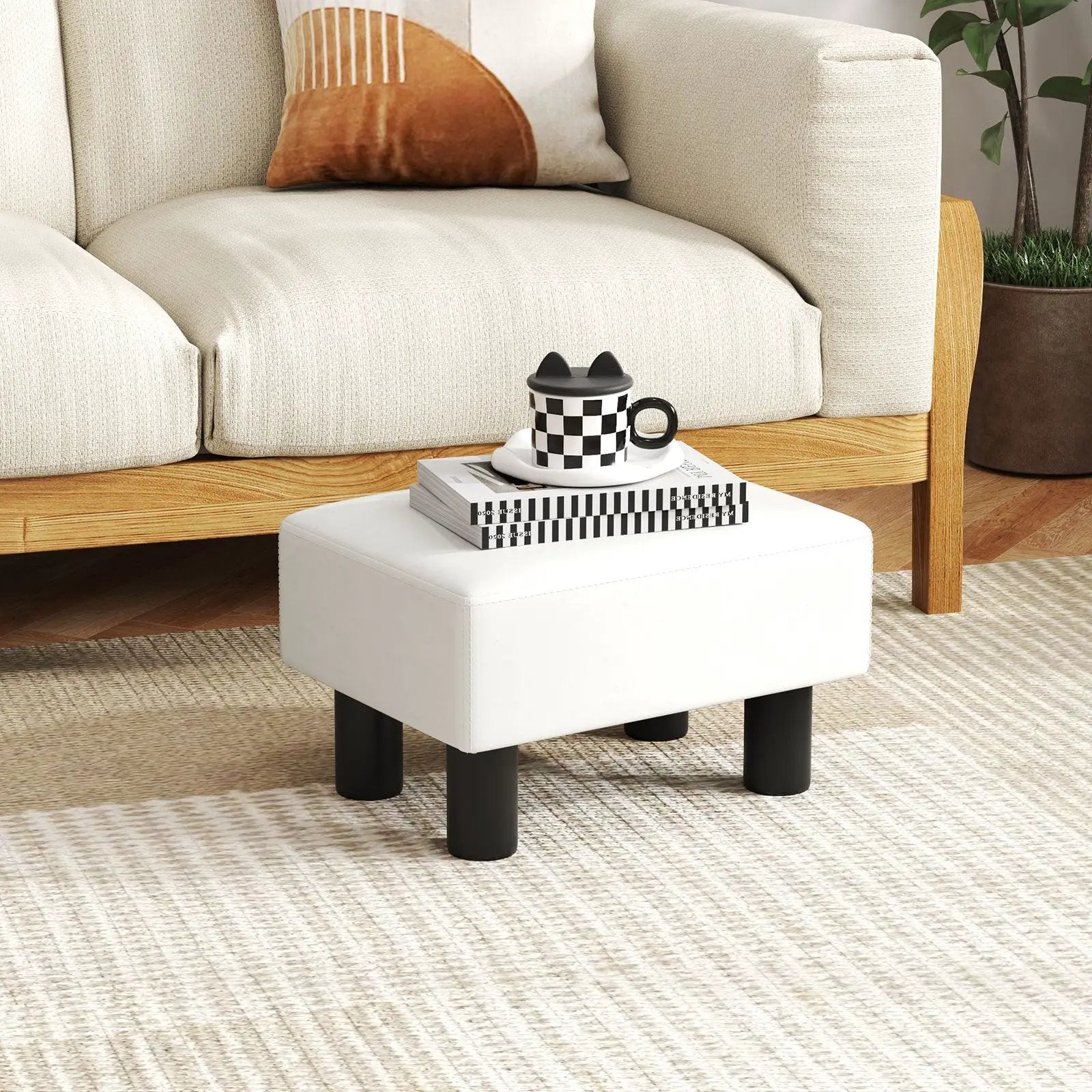 Small PU Leather Rectangular Seat Ottoman Footstool by DirectDeals
