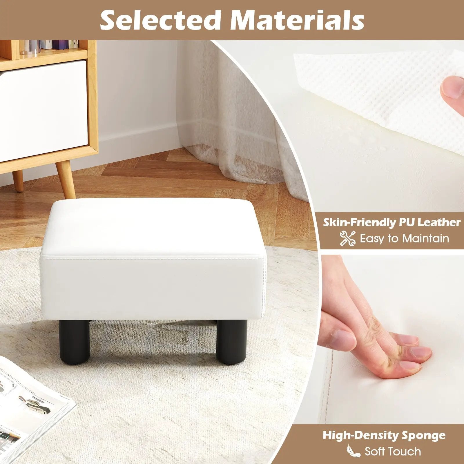 Small PU Leather Rectangular Seat Ottoman Footstool by DirectDeals