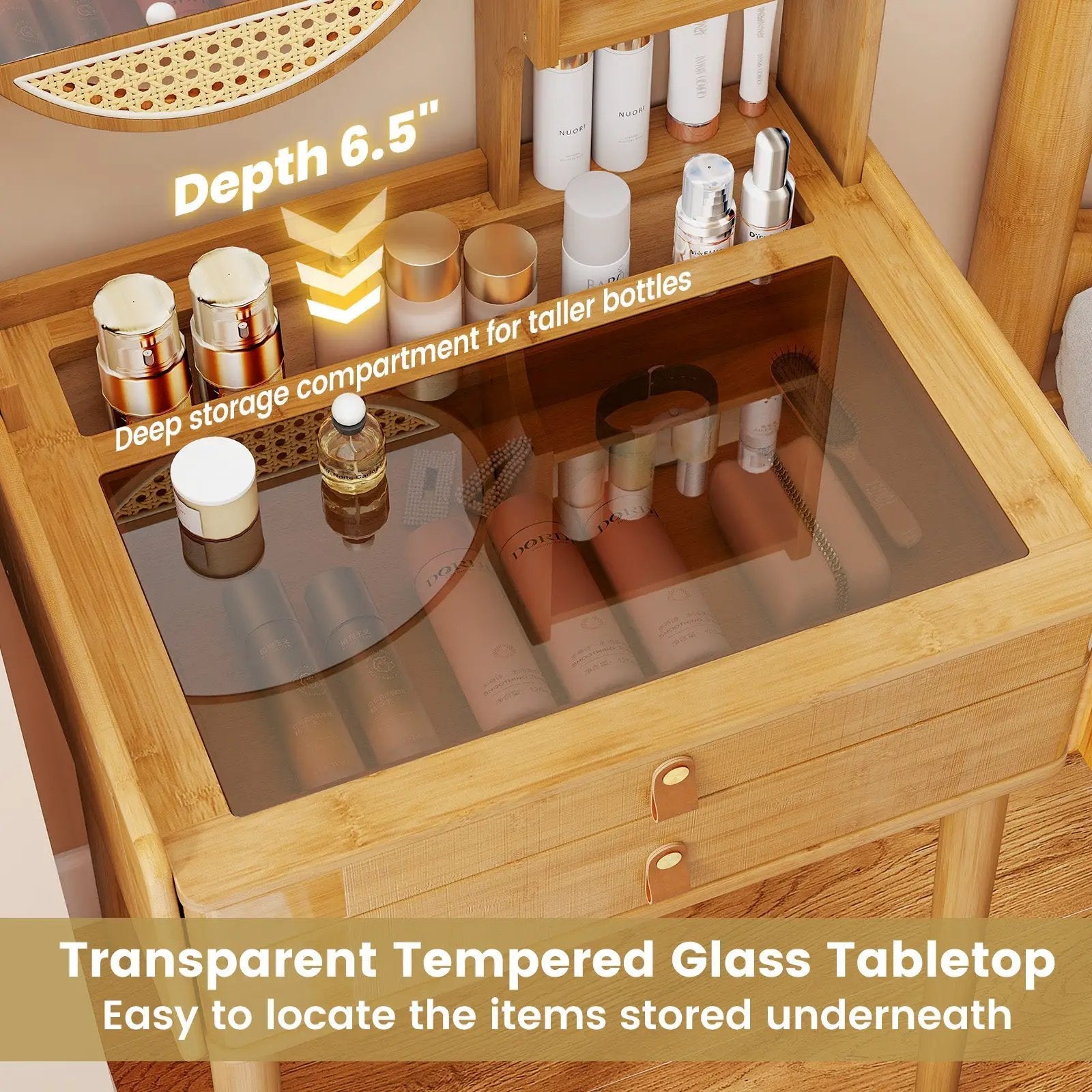 Small Vanity Desk 23.5 Inch Compact Makeup Table with Mirror-Natural by DirectDeals