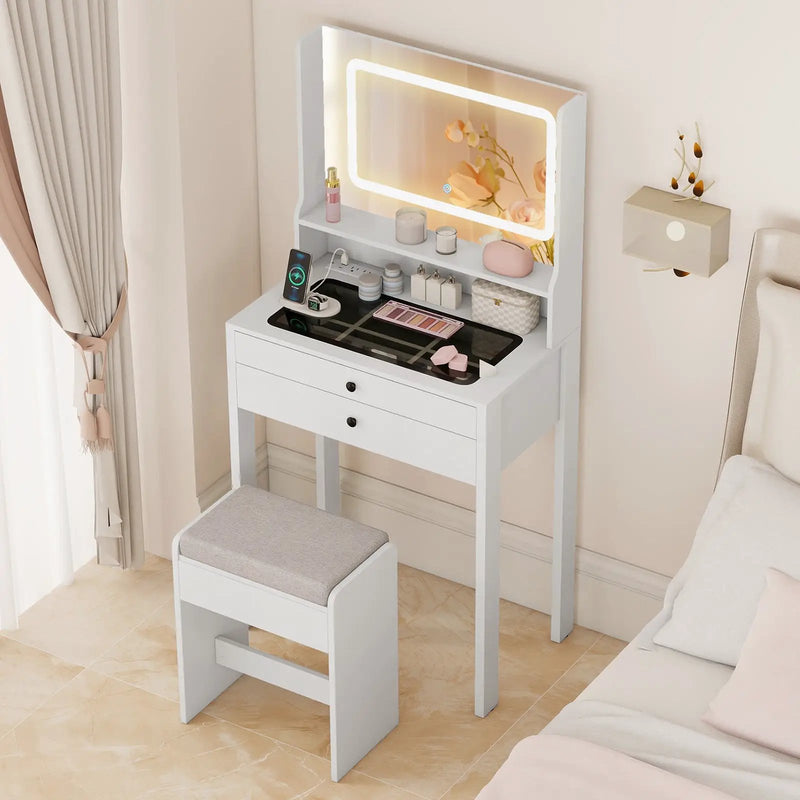Small Vanity Desk with Mirror and Lights for Bedroom by DirectDeals