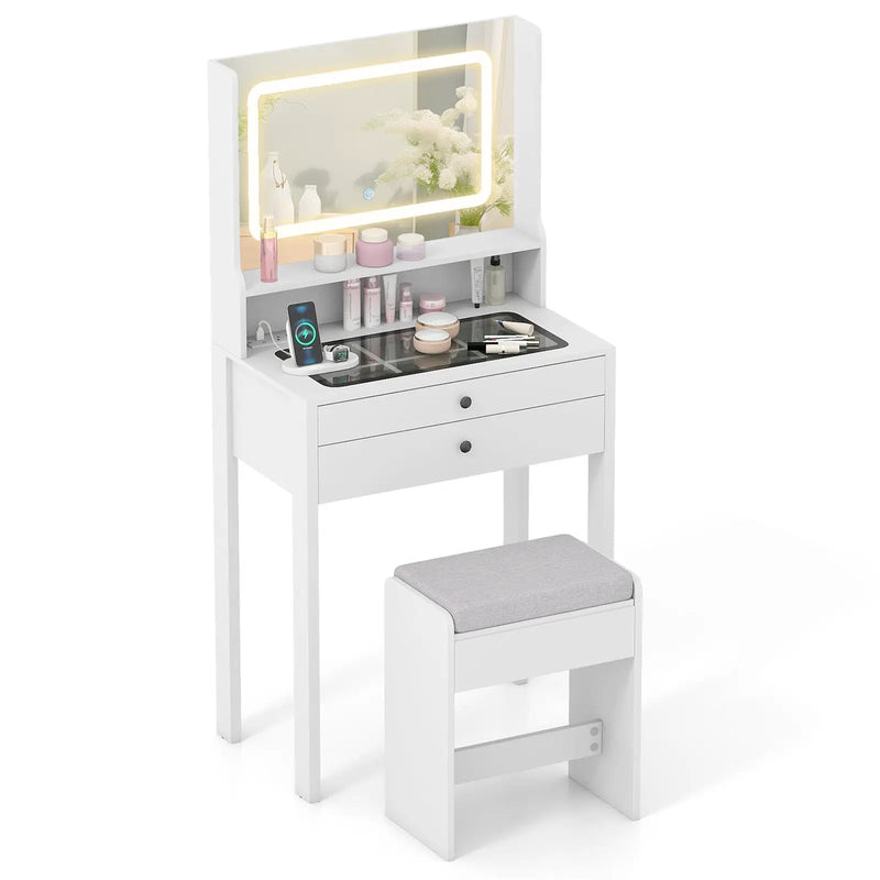 Small Vanity Desk with Mirror and Lights for Bedroom by DirectDeals