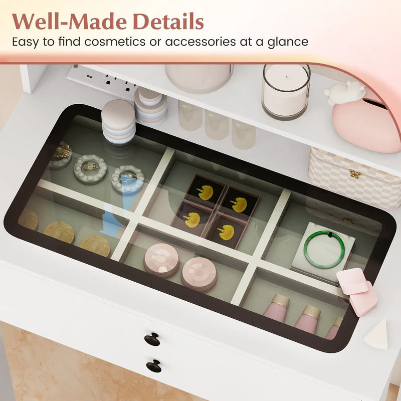 Small Vanity Desk with Mirror and Lights for Bedroom by DirectDeals