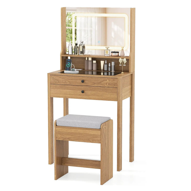 Small Vanity Desk with Mirror and Lights for Bedroom by DirectDeals