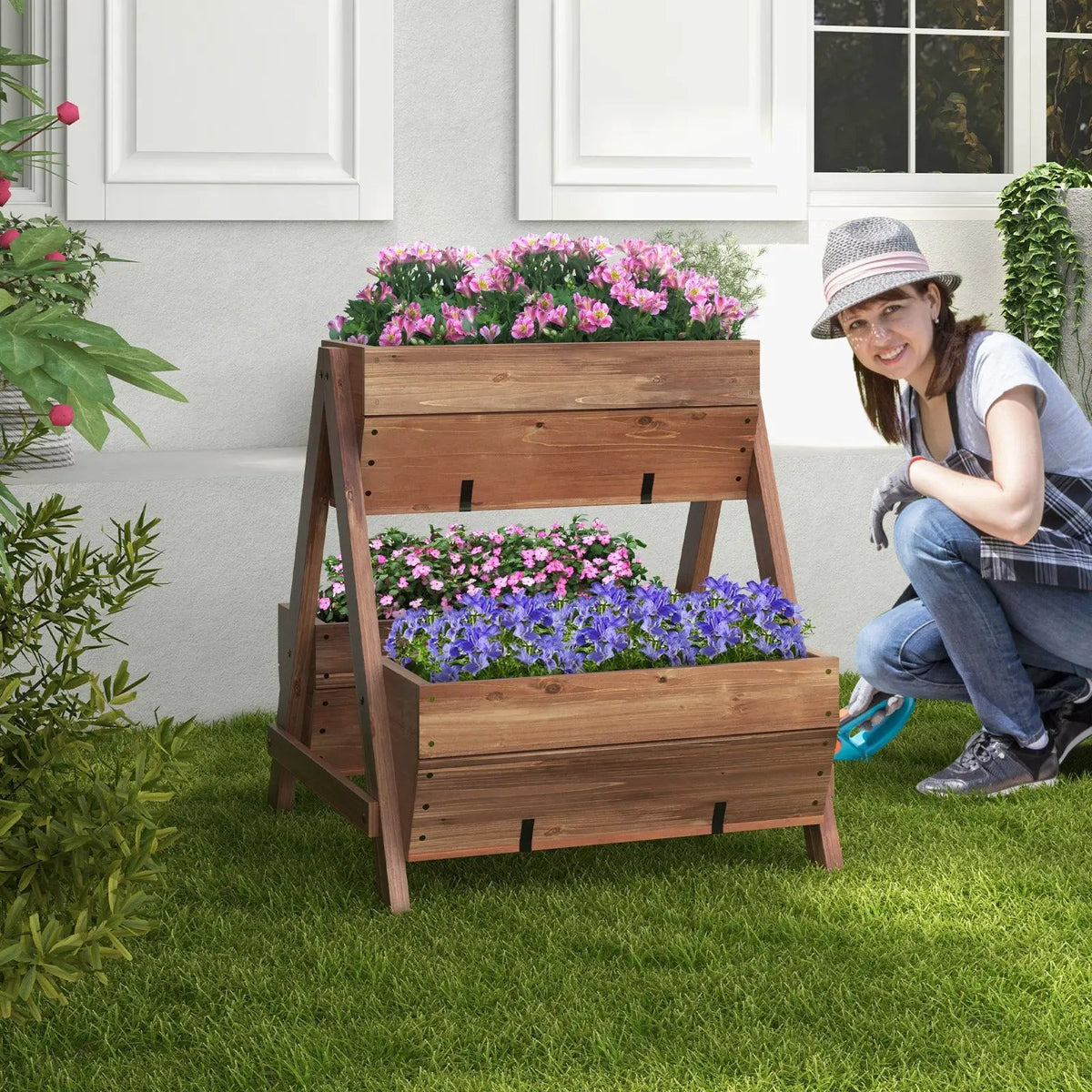 Vertical Raised Garden bed with 3 Wooden Planter Boxes by DirectDeals