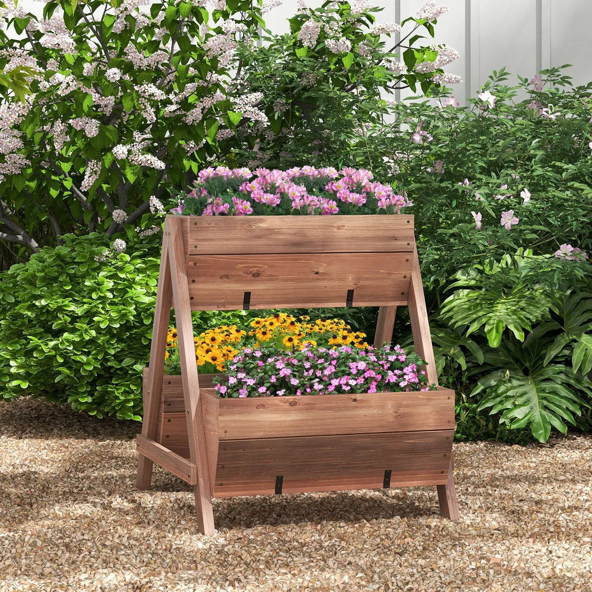 Vertical Raised Garden bed with 3 Wooden Planter Boxes by DirectDeals