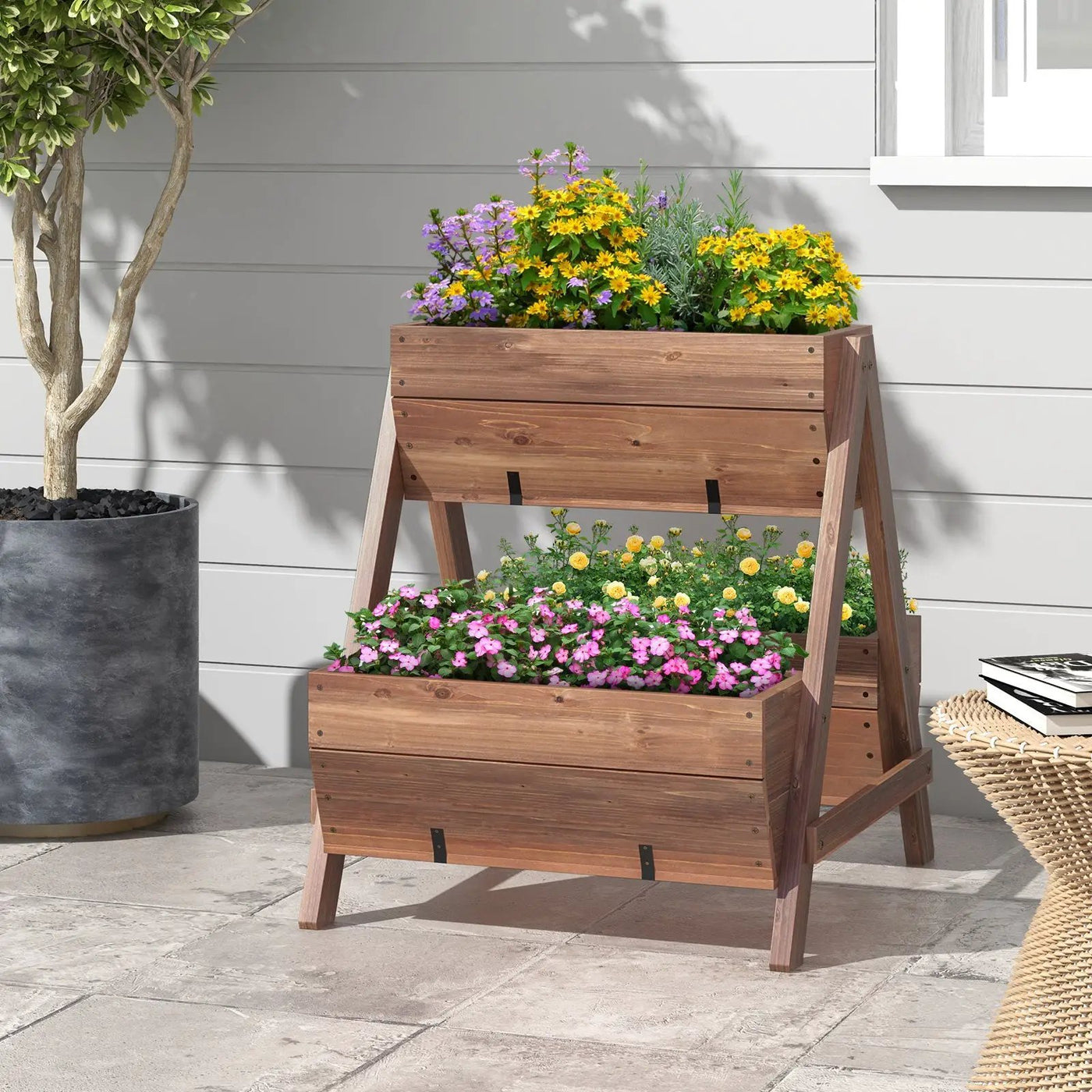 Vertical Raised Garden bed with 3 Wooden Planter Boxes by DirectDeals