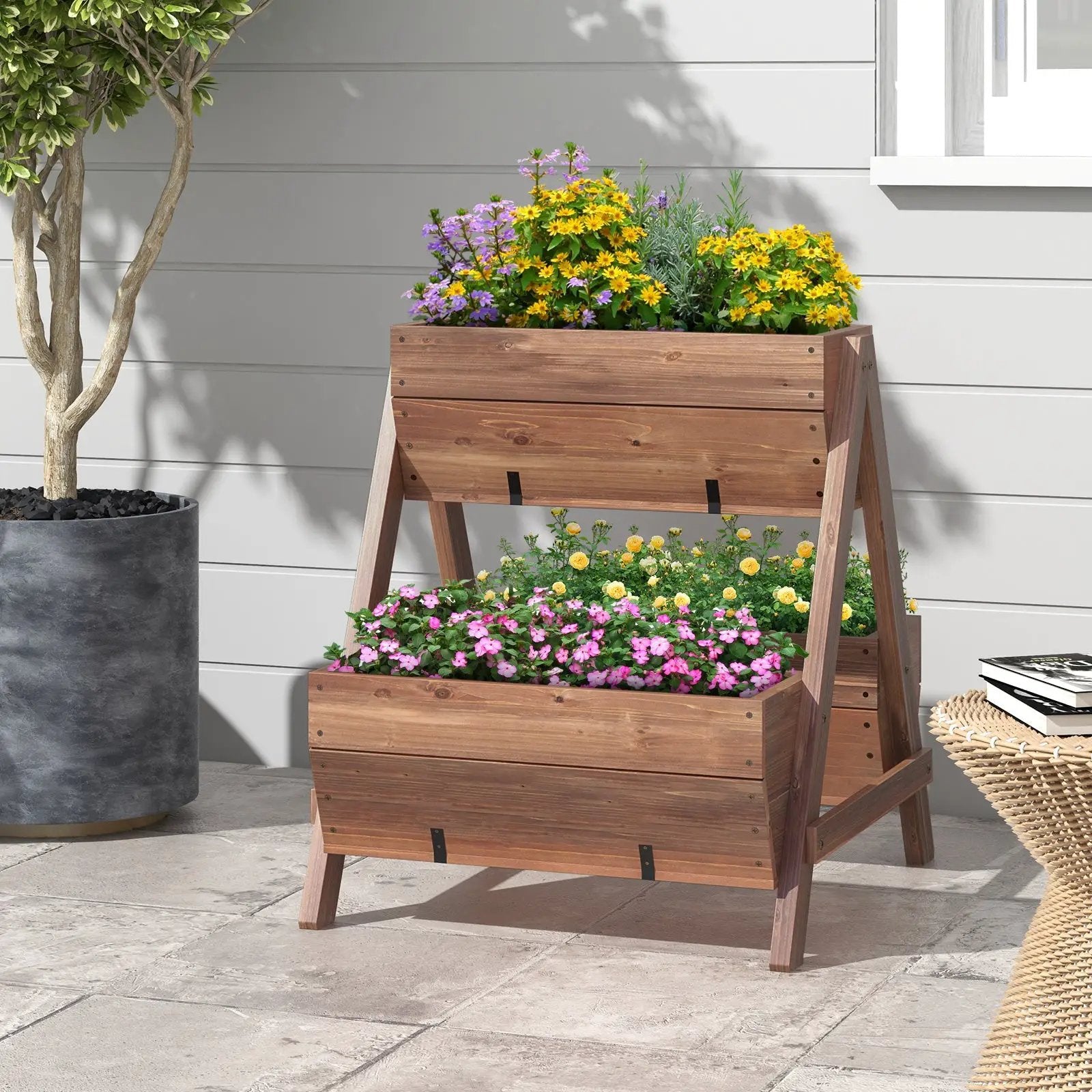 Vertical Raised Garden bed with 3 Wooden Planter Boxes by DirectDeals