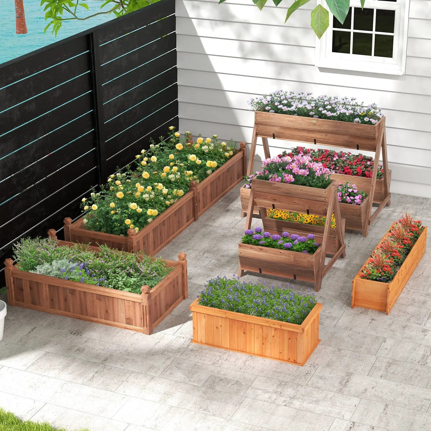 Vertical Raised Garden bed with 3 Wooden Planter Boxes by DirectDeals