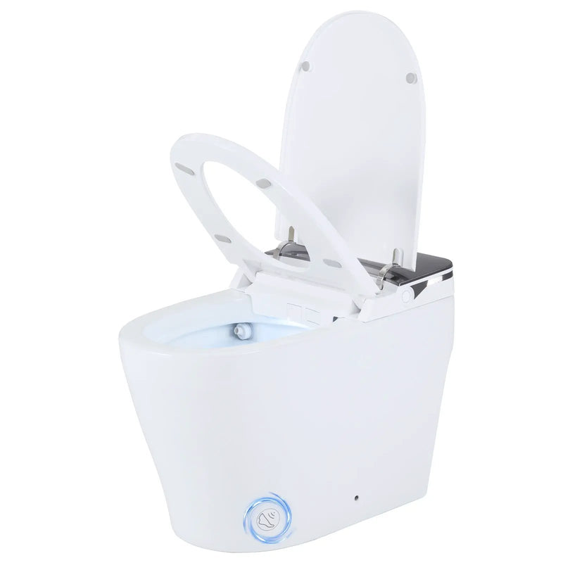 Smart Toilet with Built-in Bidet ADA Height with Auto Flush and Heated Seat and Remote-White by DirectDeals