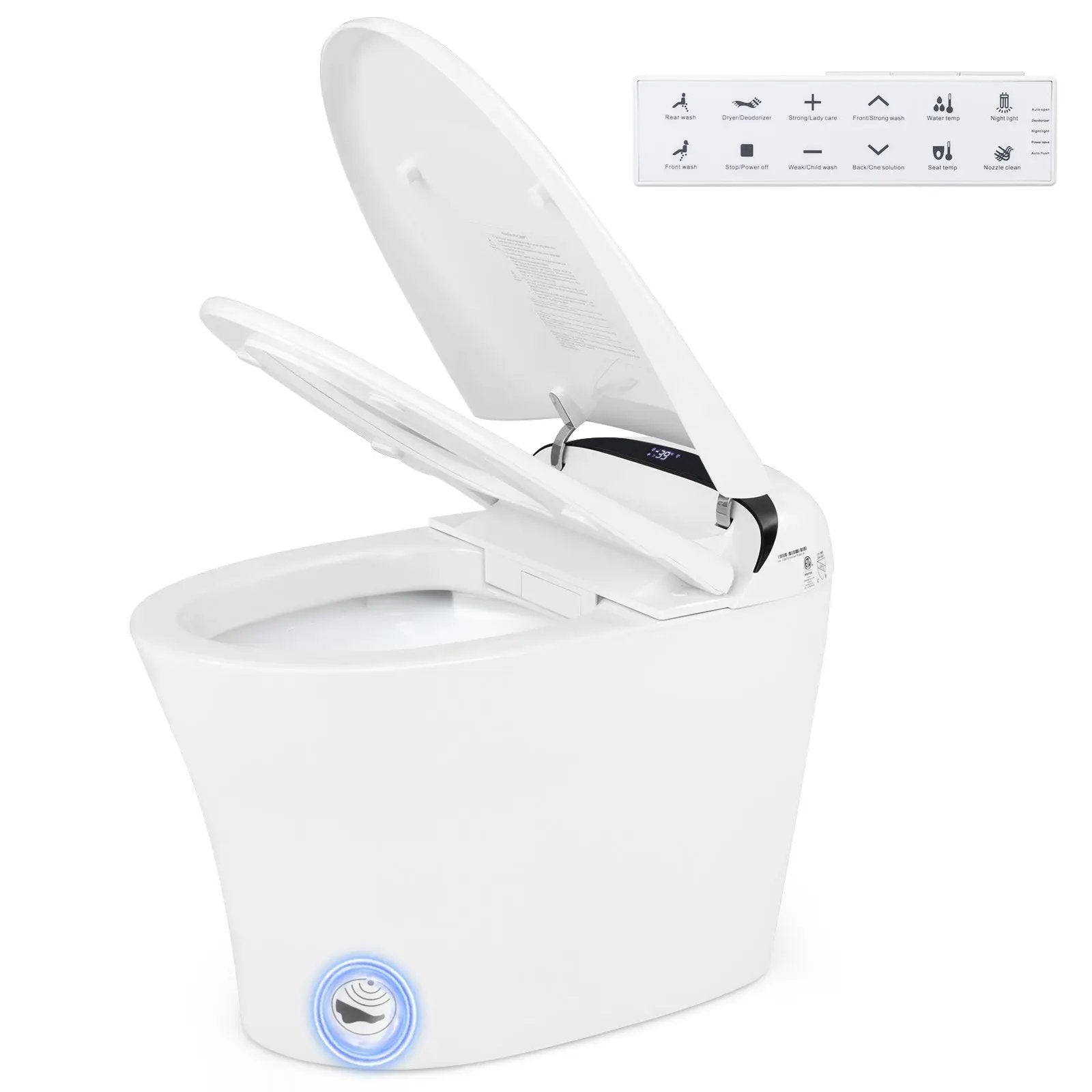 One-Piece Elongated Smart Toilet Bidet 1.28 GPF Dual-flush by DirectDeals