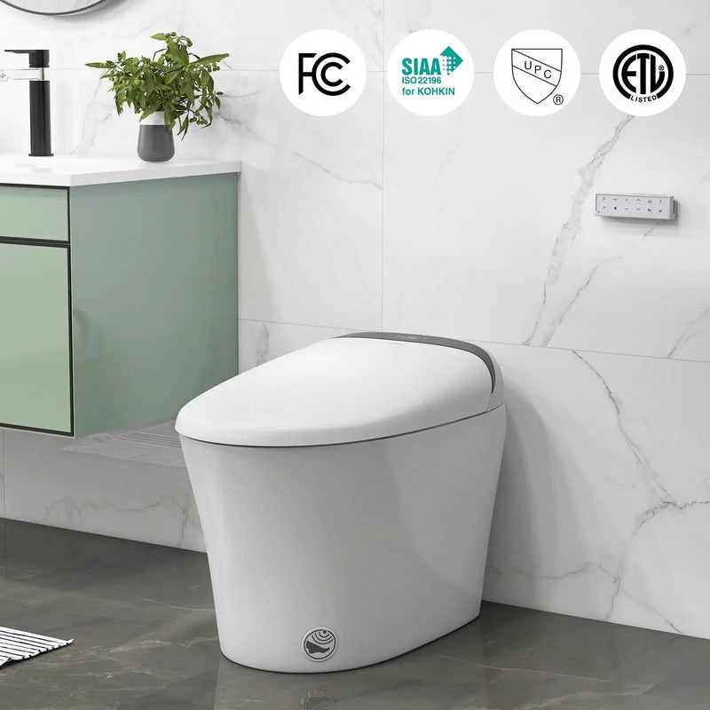 One-Piece Elongated Smart Toilet Bidet 1.28 GPF Dual-flush by DirectDeals