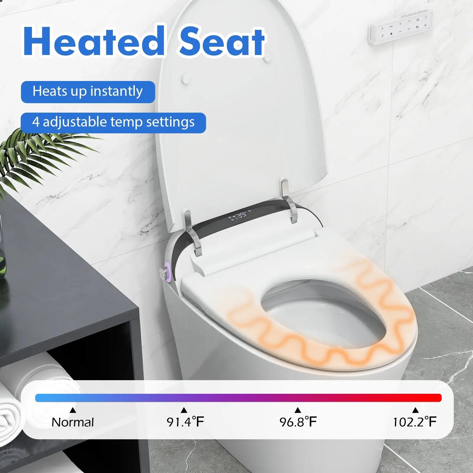 One-Piece Elongated Smart Toilet Bidet 1.28 GPF Dual-flush by DirectDeals