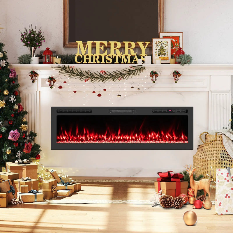 Smart WiFi Electric Fireplace Wall Mounted & Recessed 750W/1500W Heater by DirectDeals