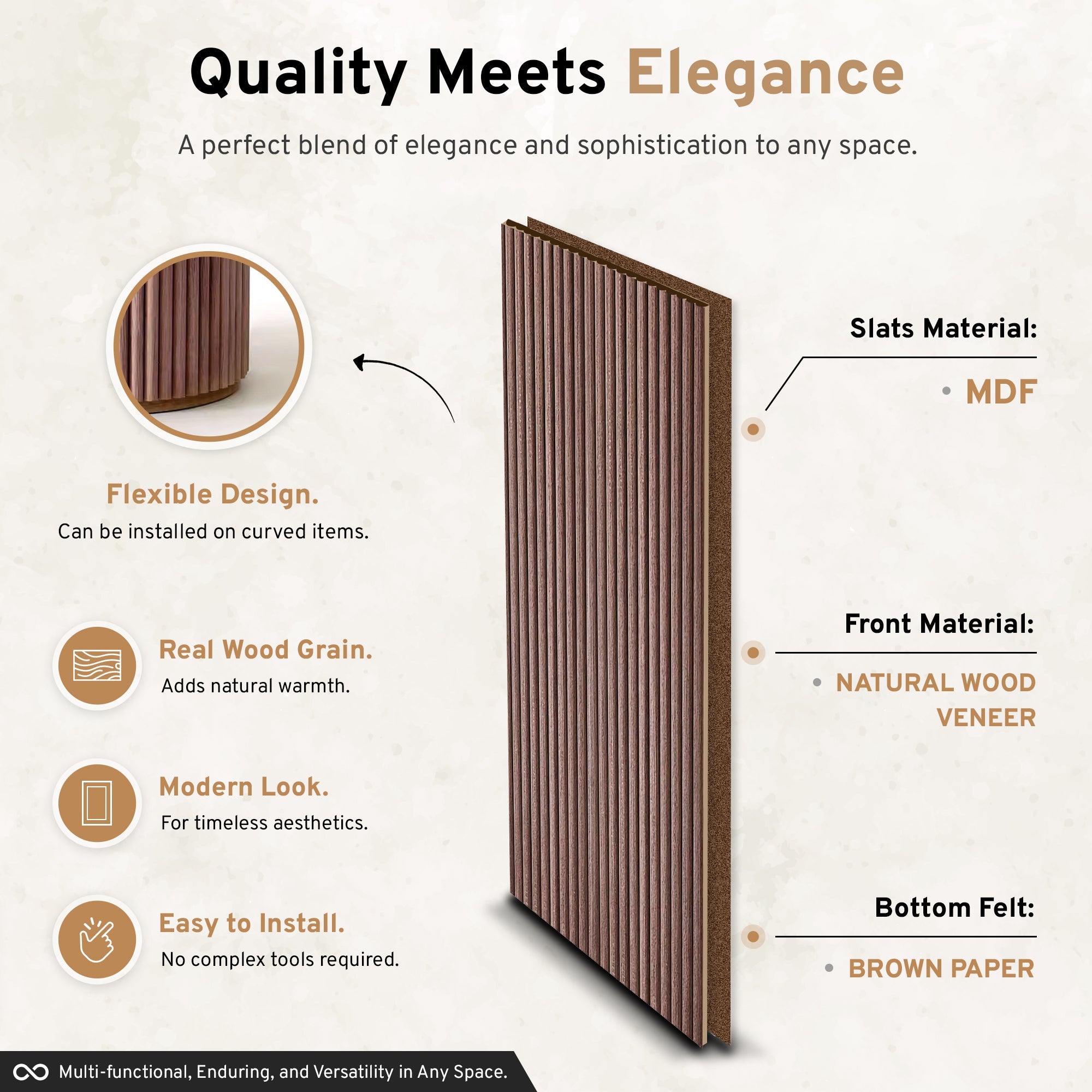 2-Pack Flexible Fluted Wall Panels – Smoked Oak by Dogberrycollections