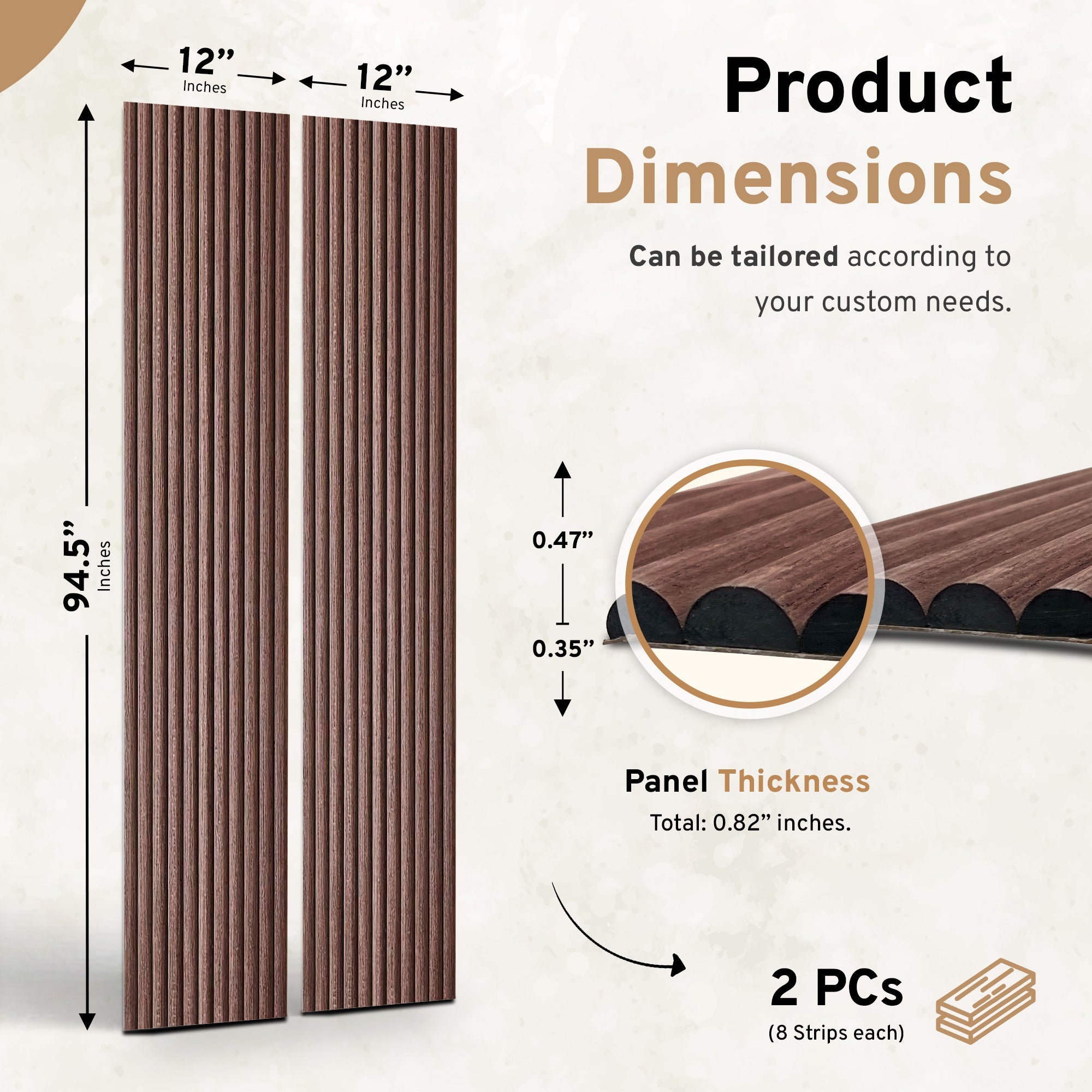 2-Pack Flexible Fluted Wall Panels – Smoked Oak by Dogberrycollections