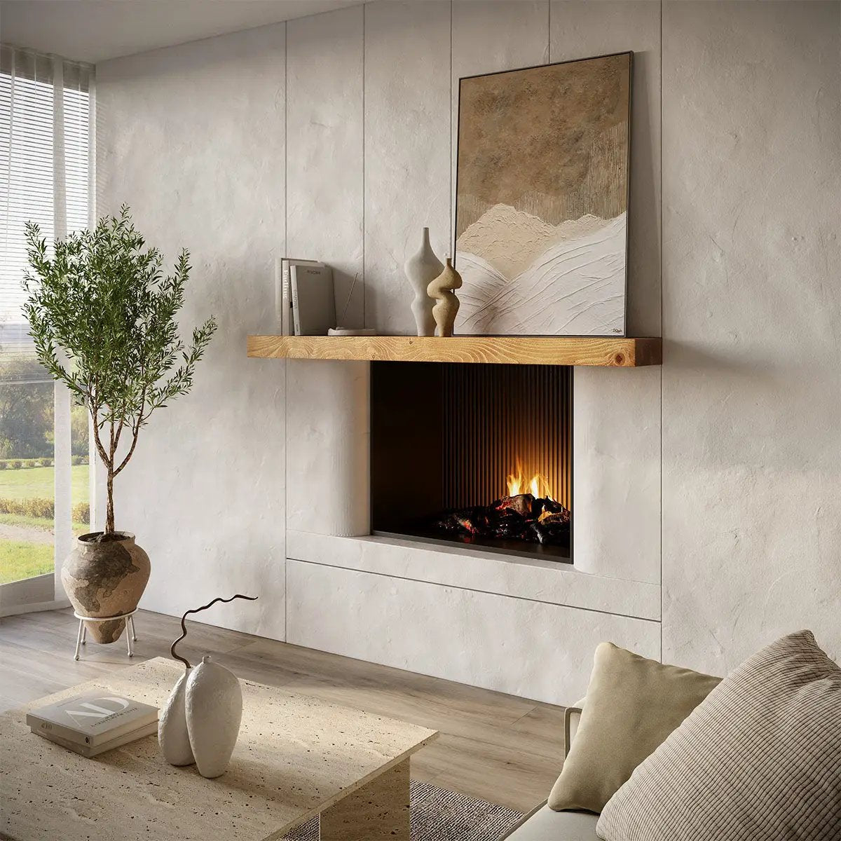 Smooth Solid Floating Timber Fireplace Mantel Shelf by Dogberrycollections