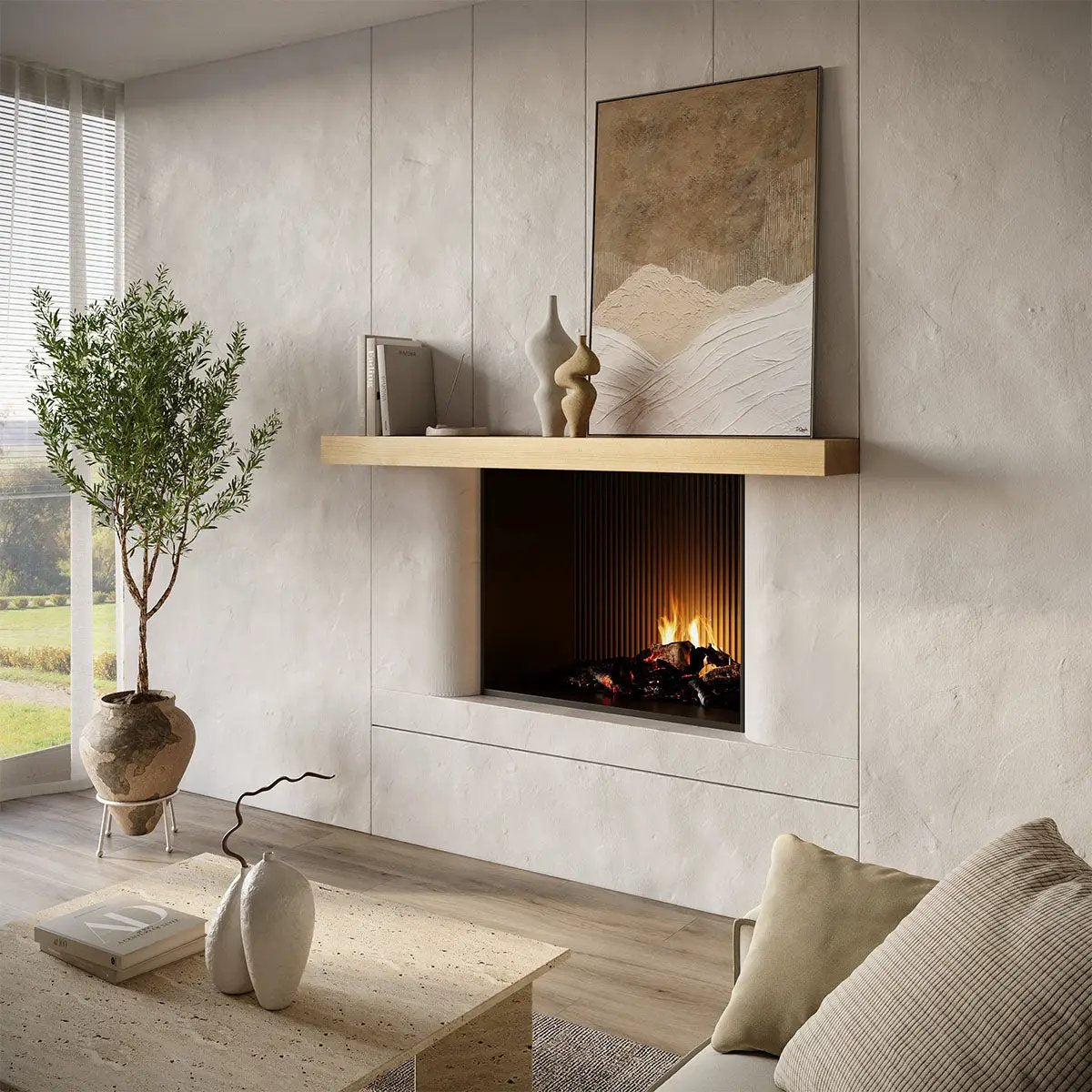 Smooth Solid Floating Timber Fireplace Mantel Shelf by Dogberrycollections