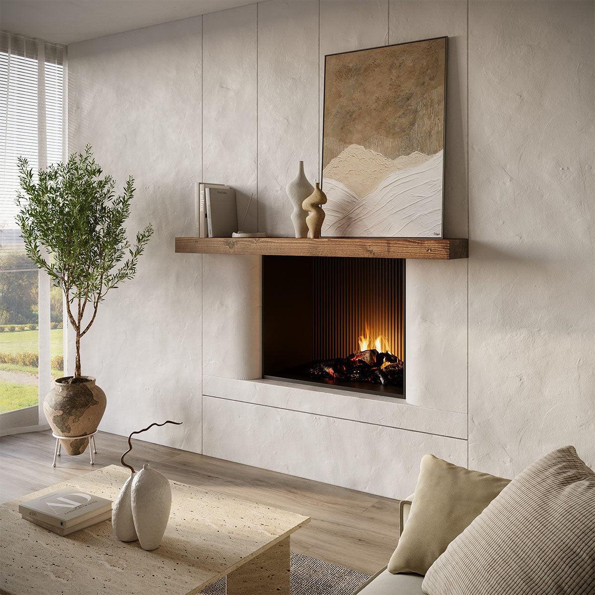 Smooth Solid Floating Timber Fireplace Mantel Shelf by Dogberrycollections