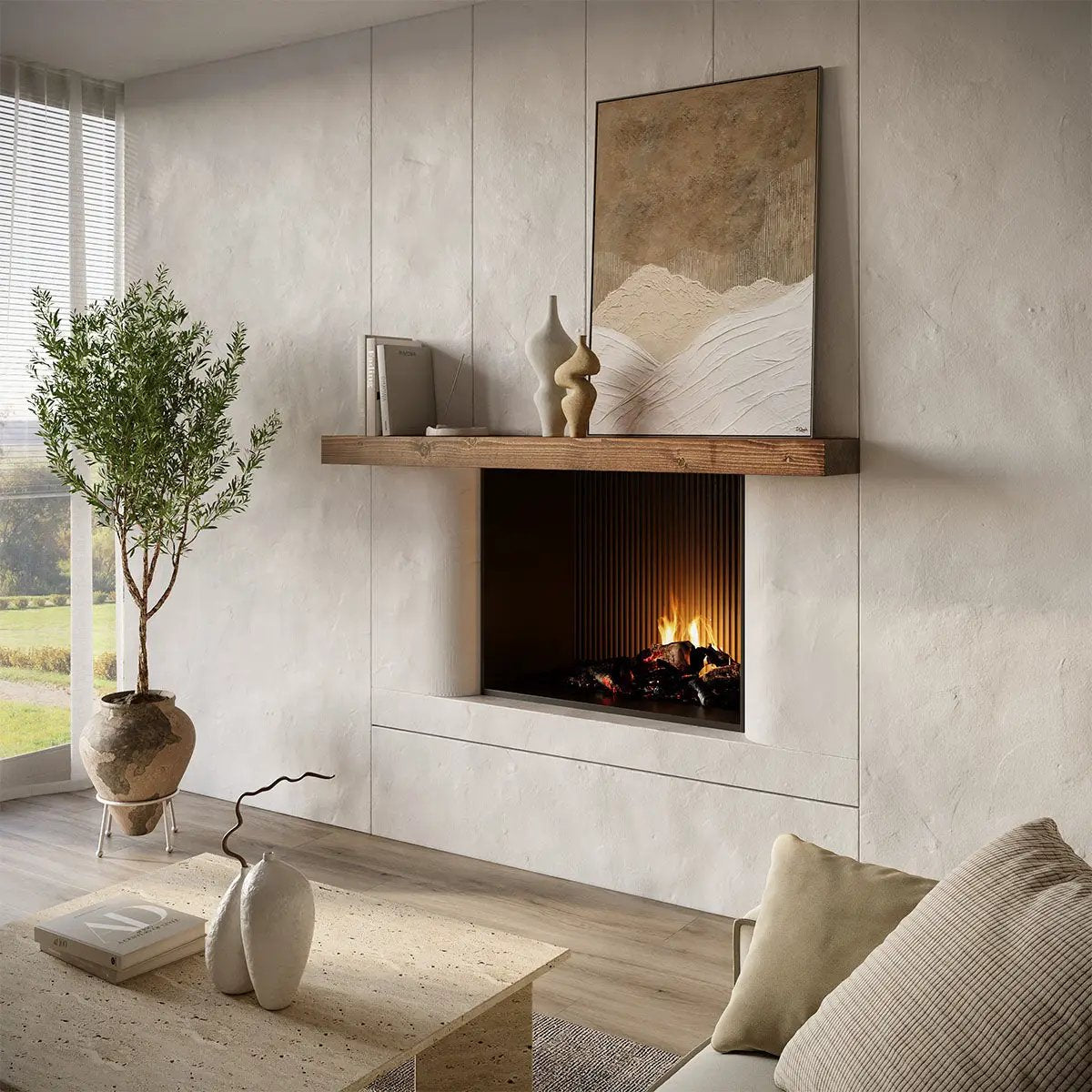 Smooth Solid Floating Timber Fireplace Mantel Shelf by Dogberrycollections