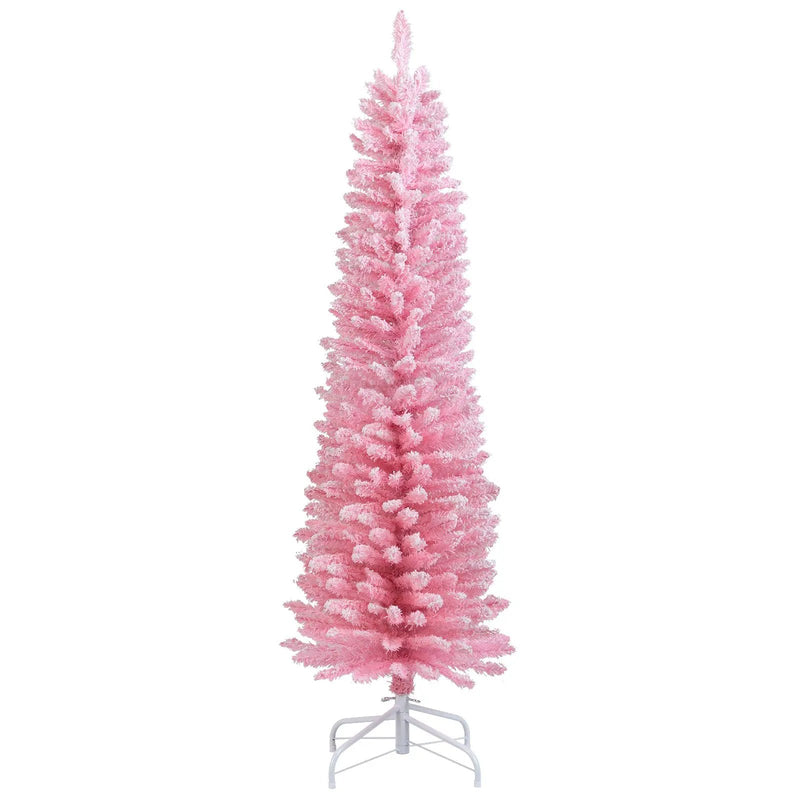 Snow Flocked 7 FT Artificial Pink Xmas Tree with 635 Branch Tips by DirectDeals