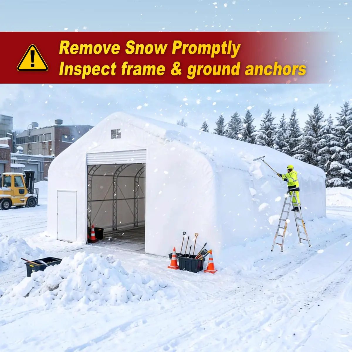 W50'xL80'xH23' Double Truss Storage Shelter by Chery Industrial