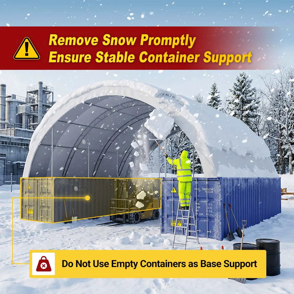 40'x40'x15' Double Truss Shipping Container Canopy Shelter, Outside by Chery Industrial