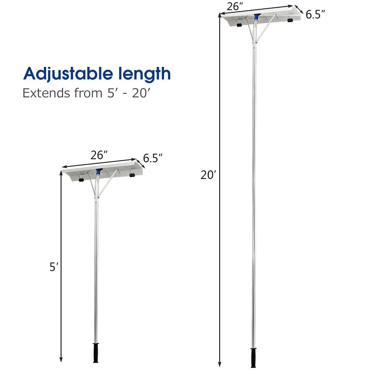 5-20 Feet Extendable Aluminum Snow Roof Rake with Wheels Handle by DirectDeals