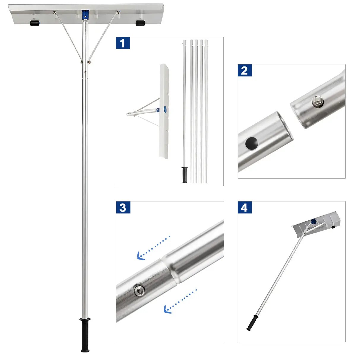 5-20 Feet Extendable Aluminum Snow Roof Rake with Wheels Handle by DirectDeals