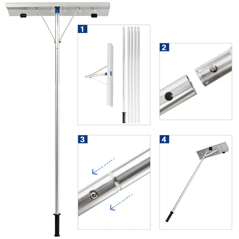 5-20 Feet Extendable Aluminum Snow Roof Rake with Wheels Handle by DirectDeals