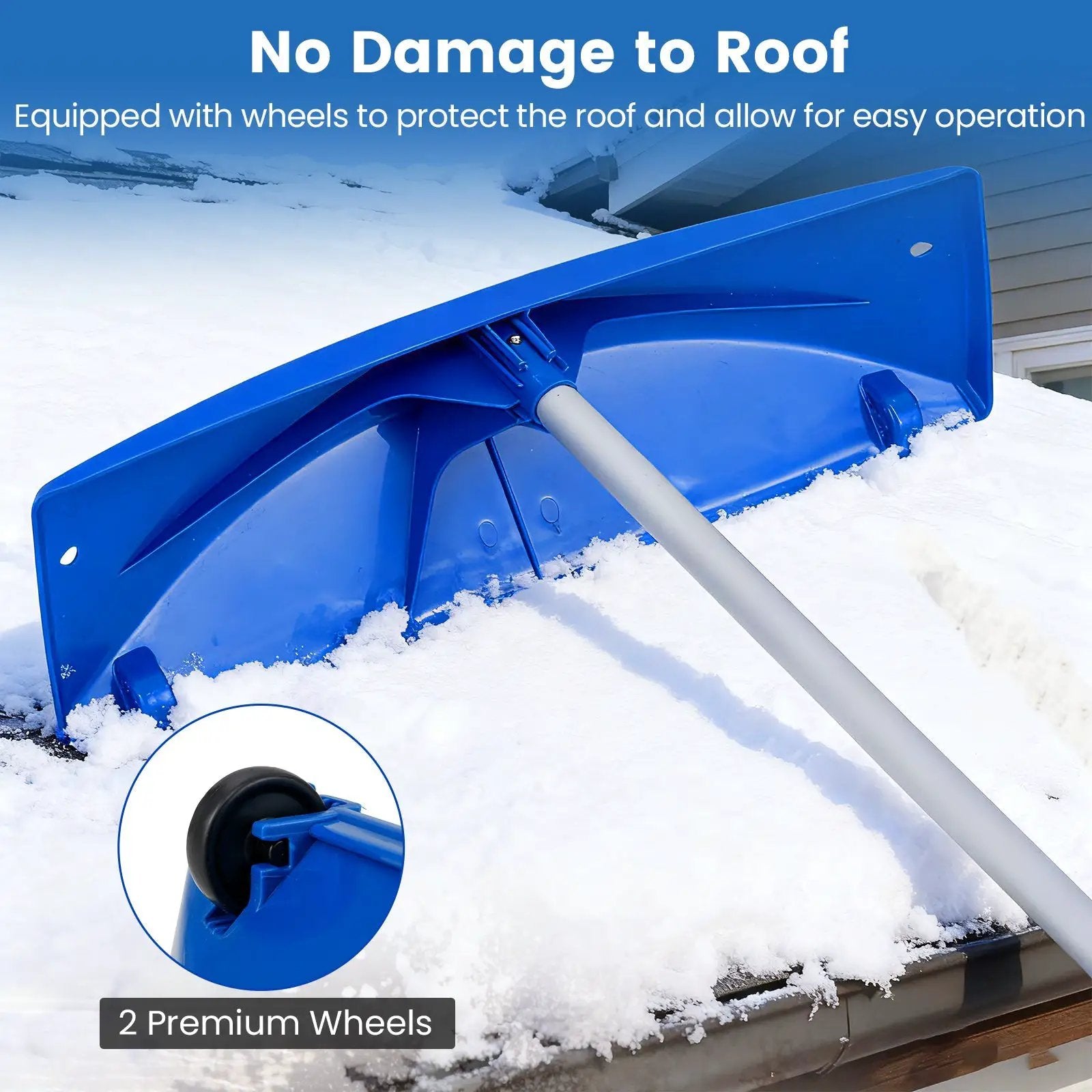 Snow Roof Rake with 24 Inch Wide Blade and Wheels by DirectDeals